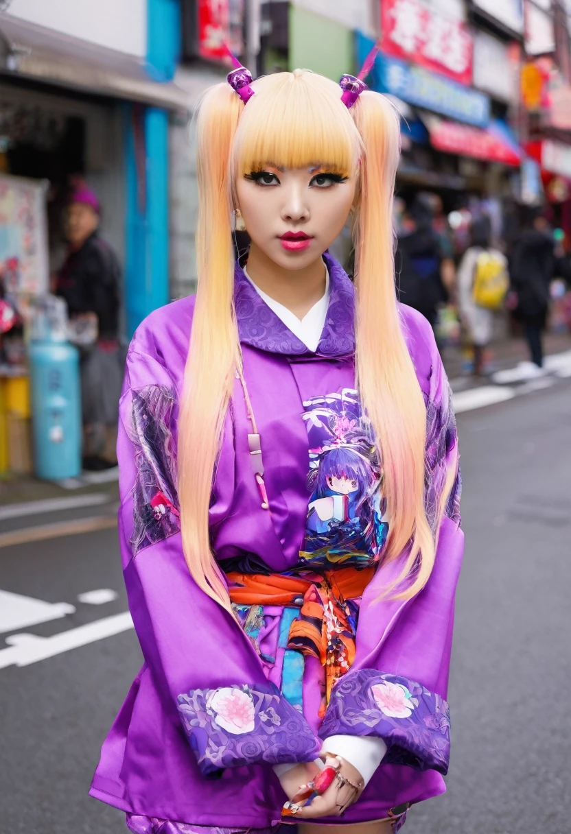 Jiraiya Kay, Harajuku, hime cut, Blunt bangs, purple eyes