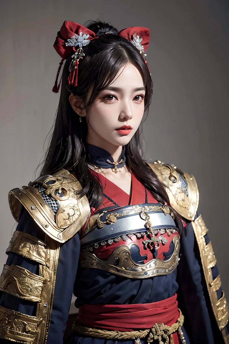 dog,masterpiece, Realistic, Highest quality, Super detailed, Hip Up, Long Hair, Gray Hair, jewelry, Samurai Armor, Shogun&#39;s Armor