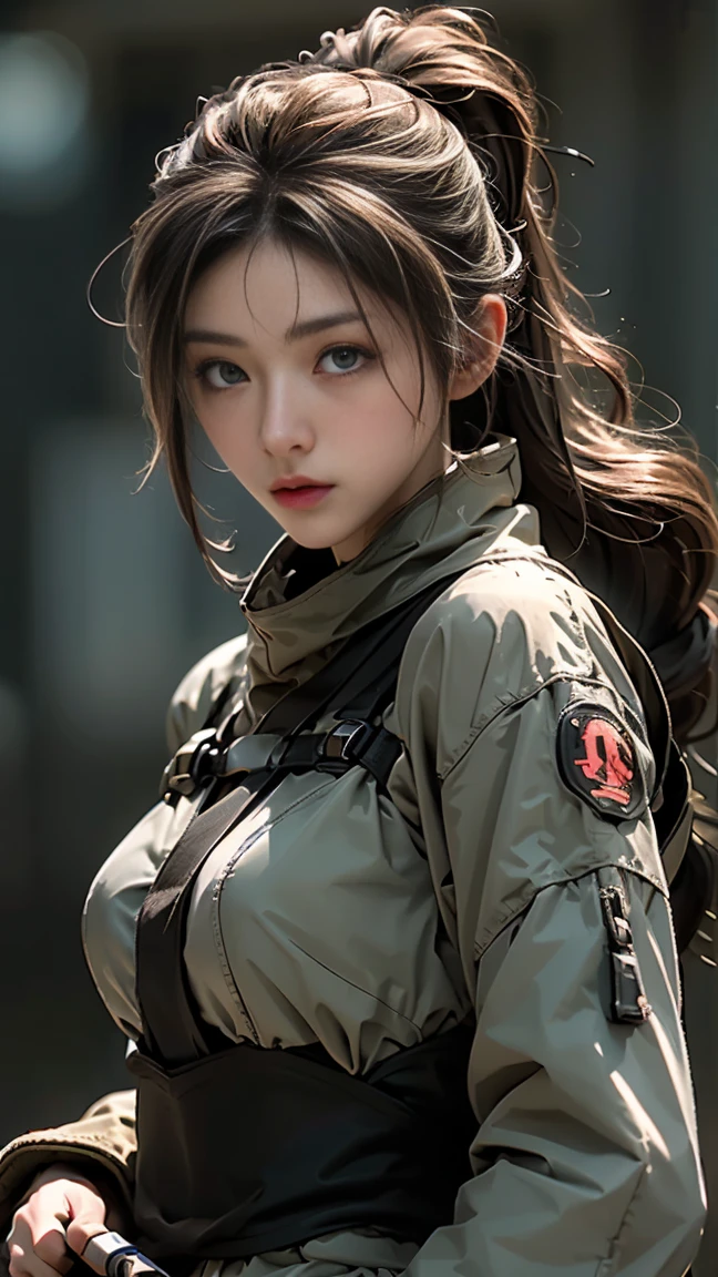 masterpiece, highest quality, Highest image quality, High resolution, photo realistic, Raw photo, female sniper holding sniper rifle,sniper in hand, concentration in shooting, bullets in air, fire track in air