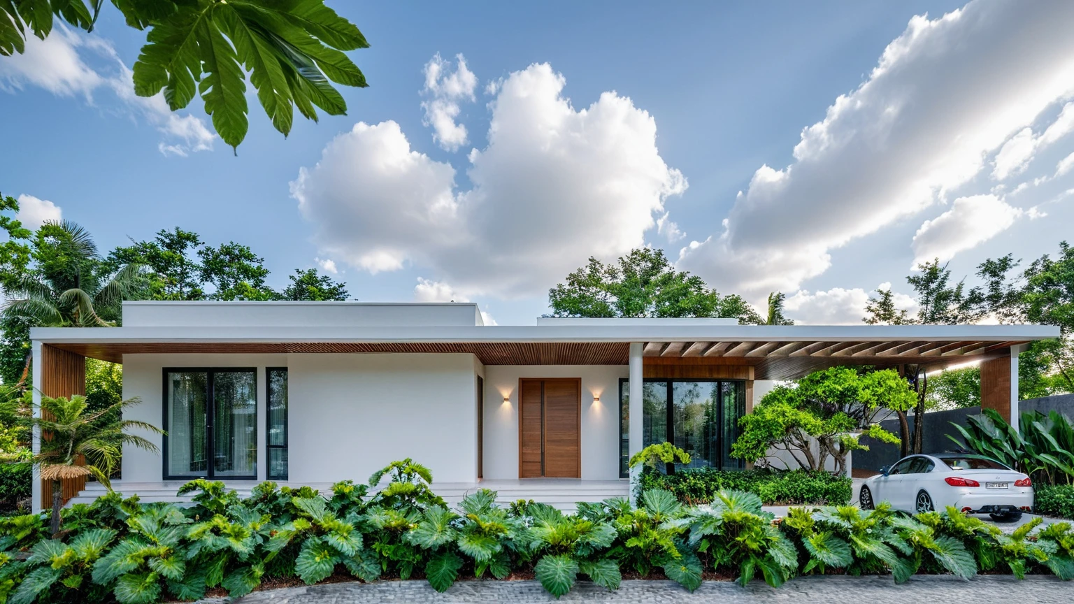 Raw photo,Masterpiece, high quality, best quality, authentic, super detail,
outdoors, onestoreyvillaXL, aiaigroup, house style modern on the street ,stairs, white wall
road,pavement, grass, trees, sky, cloud, (daylight:1.1)