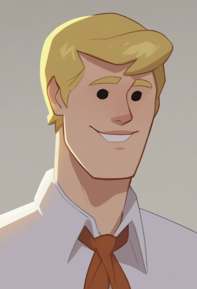 score_9, score_8_up, score_7_up, source_cartoon,
(1boy, blonde hair, fred, black eyes, dot eyes), looking at viewer, standing up, shirt, smile, close up, view from the front
