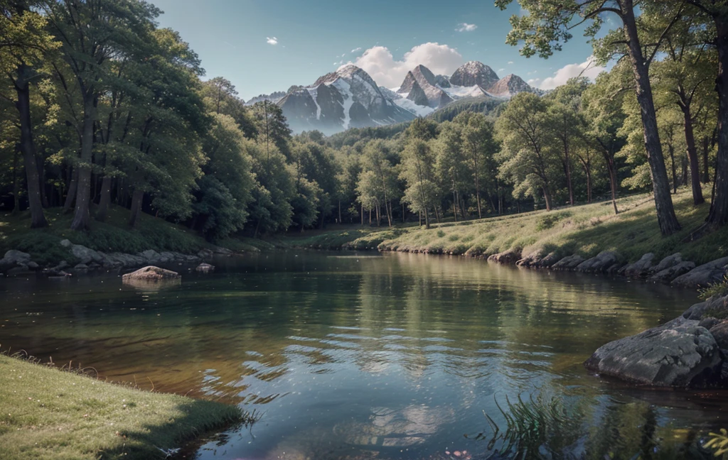quiet place, very happy, fair, calm, Scenic Area. Realistic, 8k ultra high definition, Studio quality, 超realism, Maximum detail, Large target, Post-processing, realism, Photoshop, photography, detail, theater lighting, landscape, panoramic, landscape, Ray tracing, Cinema 4D