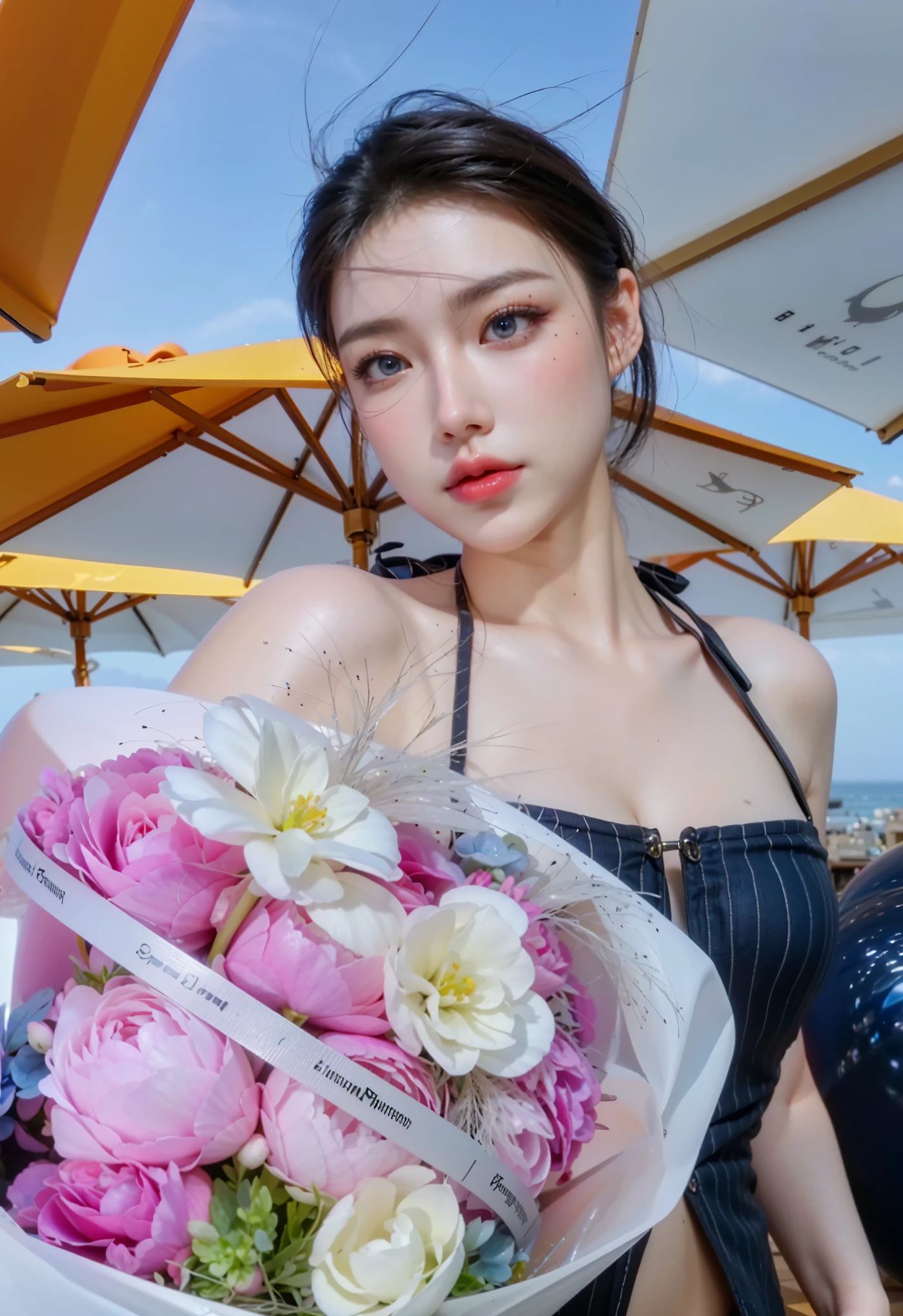Game Art,Best image quality,Maximum resolution,8K,(A bust photo),(portrait),(Head close-up),(Rule of Thirds),Unreal Engine 5 rendering works,20 year old girl,((Queen)),The eyes are very detailed,(Large Breasts),Elegant and noble,light,Ray Tracing,Game CG,((3D Unreal Engine)),OC rendering reflection mode,4K,Ultra-clear,Sensual,Translucent lace,Fair and plump figure,Pretty Face,Glossy Gel Coat,身着华贵礼服的Queen,Crystal Gem Crown,Necklace jewelry,blue eyes,The tattoo is very three-dimensional,Gorgeous and intricate tattoo designs,Ultra-clear portrait,Sexy thick lips(Red lipstick),Gorgeous clothing,bunch of flowers