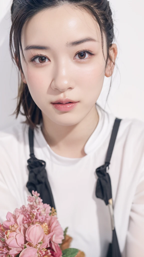 ((Extremely precise and accurate anatomy:1.0)), (photo realistic:1.4), (Hyper realistic:1.4), (Highest qualityの現実的な肌の質感:1.4), (Improvement of quality:1.4), (Enhances the beauty of skin texture:1.1), Clean and glowing skin,(((masterpiece、Attention to detail、Ultra-high resolution、Cute Japanese Woman)))、length, Straight black hair frames her face、Each strand of hair is clearly visible、The skin is white and smooth、Has a natural glow、Fine skin、毛穴のExpressing every detail、A detailed look at the areas with slight redness on the forehead and cheeks、The eyes are dark brown.、Iris Detail、Expressing color gradations and patterns、length, Natural Eyelashes, well-groomed eyebrows、personal々The hair is clearly visible、Light reflects off the eyes、Create small highlights、The nose is delicate、nose孔の細かいディテール、Lips are plump and naturally pink、Fine lines and soft curves of the lips、Glossy Lips、Enhances the shape of your lips、Detailed depiction of lip texture、((depiction of light and shadow))、Soft natural light gently illuminates your face from the front、A faint glow on the forehead, nose, and cheeks、The shadows are softly cast along the contours of the face.、Accentuate the curves of your cheekbones, chin and sides of your nose、Her lip gloss subtly reflects the light...、Increases lip plumpness、The shadows in the hair add depth and dimension、Your hair sparkles in the light、The background is simple and blurry.、Focus on the face、(((Highest quality、Expressing every detail)))
