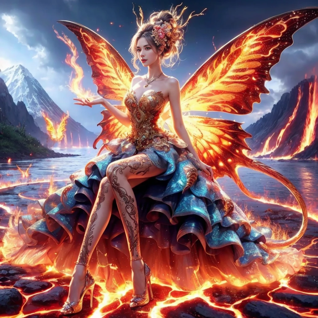 arafed woman with gigantic breast in a colorful
Tight fire lightning steel dress in front of a building, wearing an ornate outfit, ornate dress, intricate dress, elegant lightning fire dress, ornate and elegant, extravagant dress, inspired by Hedi Xandt, ornate attire, intricate outfit, ornate royal gown, ornate clothing, ornate gown, intricate and elegant, intricate detailed dress, ornate , high heels, royal dress, detailed hand, detailed finger, Fire in the body, Fire on the dress, Fire element, Fire wings, Transparent clothing, masterpiece, best quality:1.2),,(8k,highres,RAW photo,realistic,photo-realistic:1.3),(detailed skin texture,detailed cloth texture,detailed flame texture, beautiful detailed face:1.25),professional lighting,photon mapping,beautiful soft light,radiosity,physically-based rendering,raytracing, model shoot style, model shoot style, (extremely detailed CG unity 8k wallpaper), full shot body photo of the most beautiful artwork in the world, (NSFW), (Nude), (Naked), (Nipple)