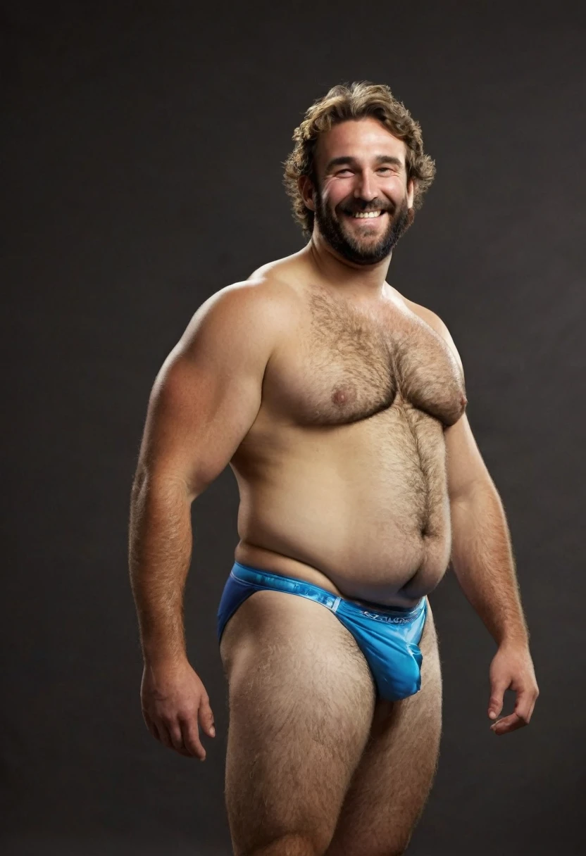 Male, nice smile, hairy, speedo, big prominent belly, big bulged and bloated belly, swollen tummy, muscular, tall