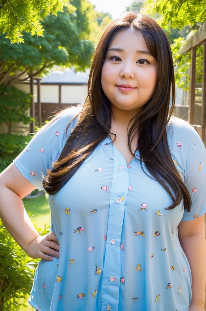 (((Very fat woman)))、Summery shirt、Japanese model、cute、Beautiful Asian Girl、4K、RAW、Ultra HD