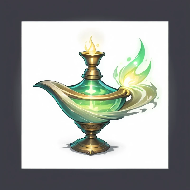 Cartoon image of a lamp, , Concept Art Magic Highlights, Fantasy concept art, potion of healing, alchemy concept, Golden, Magic Glass Container Graphics, Magic Items, holy fire spell art, Glowing Concept Art, Fantasy game spell symbols, Magic Items, powder, Magical glowing skin, Official concept art