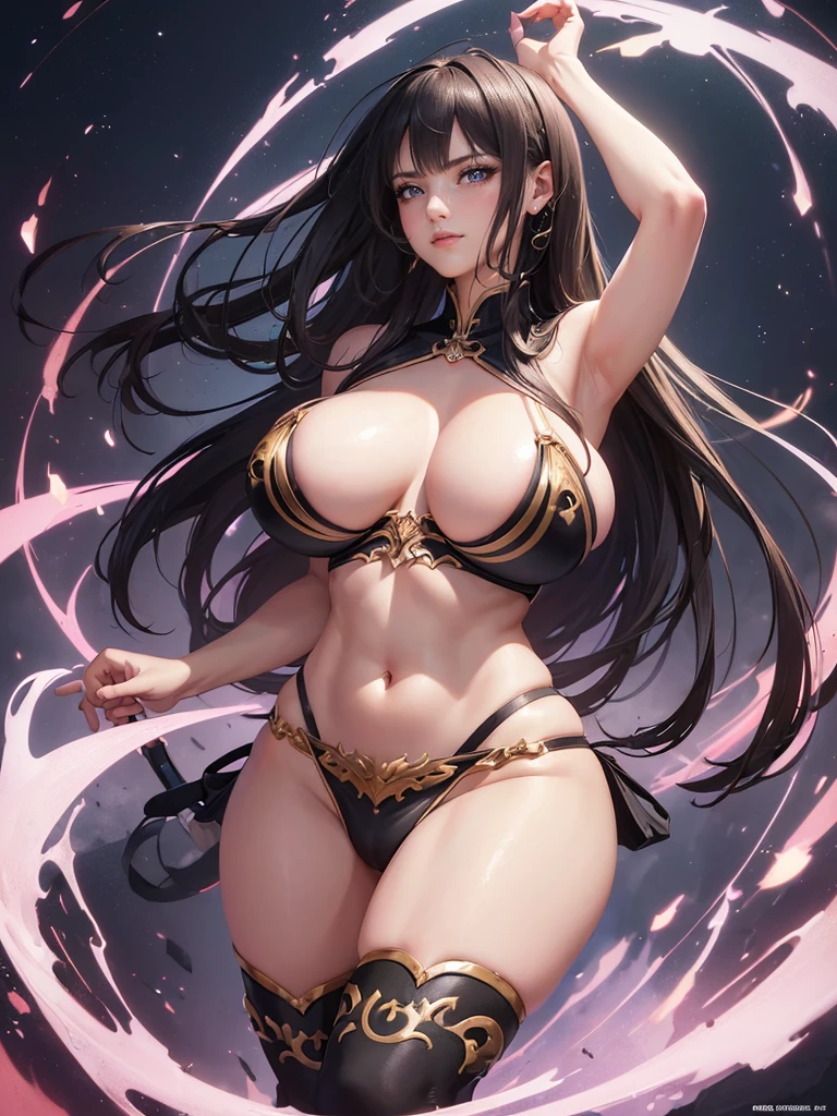 Highly detailed CG unit 8k wallpaper, masterpiece, High resolution, highest quality, highest quality real texture skin, Super Real, Digital Painting, Best image quality, 最High resolution, 8k, ((Highly detailed eyes and face)), 1girl, Beautiful eyes every detail, Full Body Shot, (profile, from side, acrobatic pose, ), (((Saggy breasts, Gravity-dependent breasts, long chest, Heavy chest, ))), ((disproportionate breasts, huge breasts, sagging breasts, gigantic breasts, erect nipple,)), (Tube top, Loincloth), Chinese style embroidery, Barbarian, Bandit, Villain, evil smile, Genghis Khan, black hair, white,