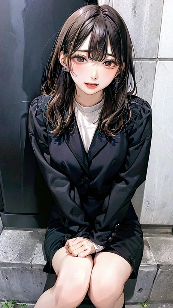 Masterpiece,quality,High resolution,高quality,Realistic,Straight Hair,Pencil Skirt,Collared shirt,Black jacket,Torn pantyhose:1.5,Earrings,Earrings,Bend,Leaning against a wall,Spread your legs:1.5 Ahegao,orgasm,vapor:1.5,Wish:1.5,crowd:1.5,Fair skin,Feet Focus,Male hand:1.5,night, roadside,ID card,