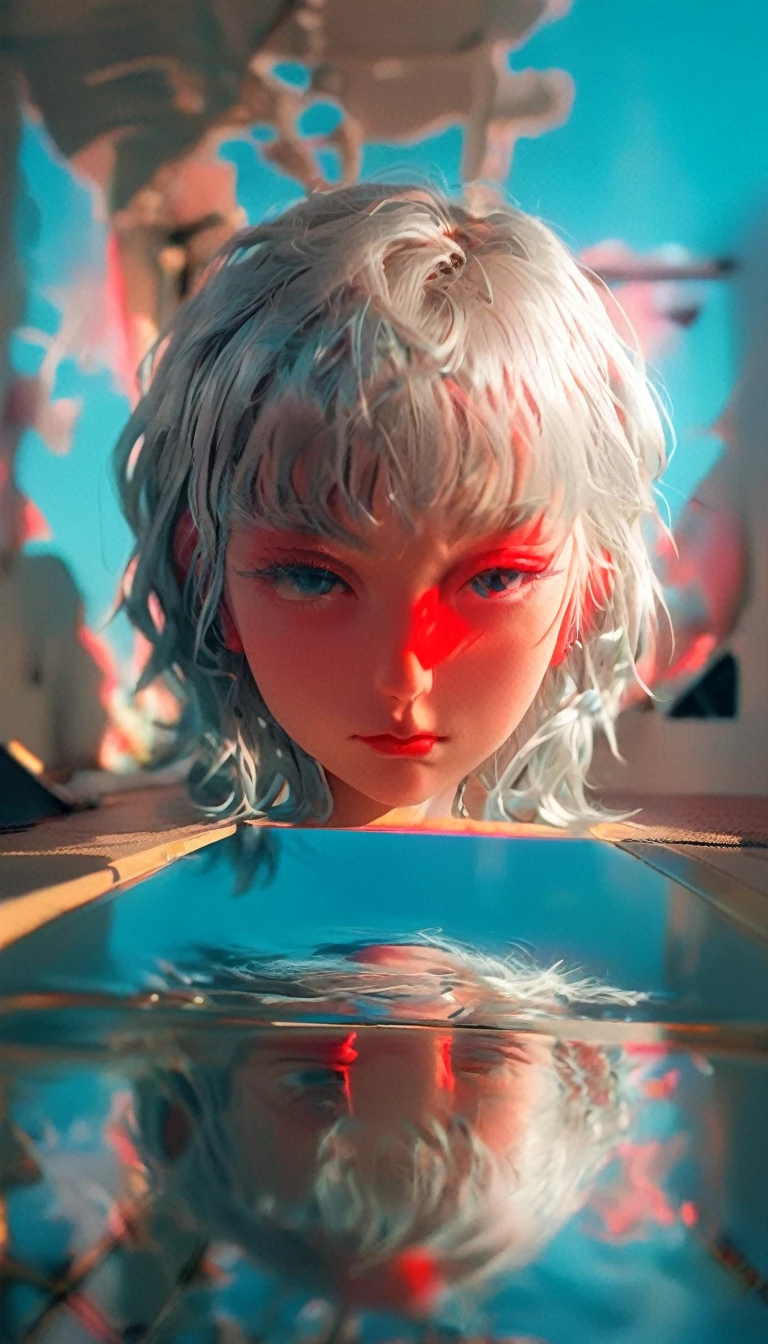 longeyelashes, solid circle eyes, silver hair, half-closed eyes, sad, drop shadow, anaglyph, stereogram, tachi-e, atmospheric perspective, wide shot, reflection light, 8k, super detail, best quality, anatomically correct
