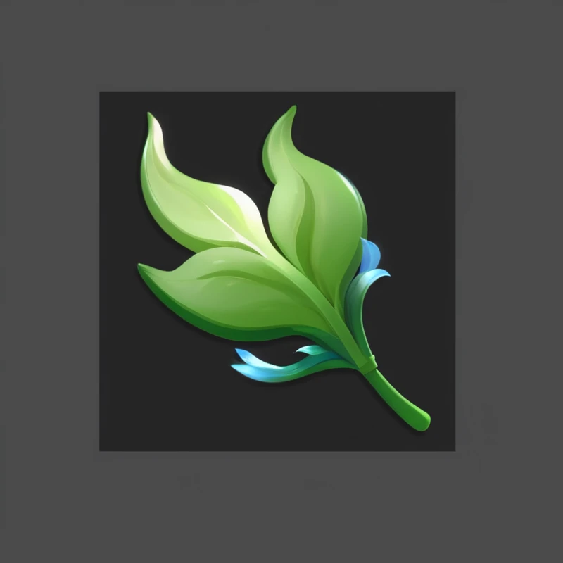 A green and blue flower on a black background, Epic Bay，waves crashing，plant, stylized vegetation, Weed cutie mark, Game assets of plant and tree, Algae plume, ( ( 奇幻plant ) ), Different tone lily ears, plant精灵, 外来plant, Game assets, Grassy, Game Icon Assets, 外来观叶plant, League of Legends Inventory Items