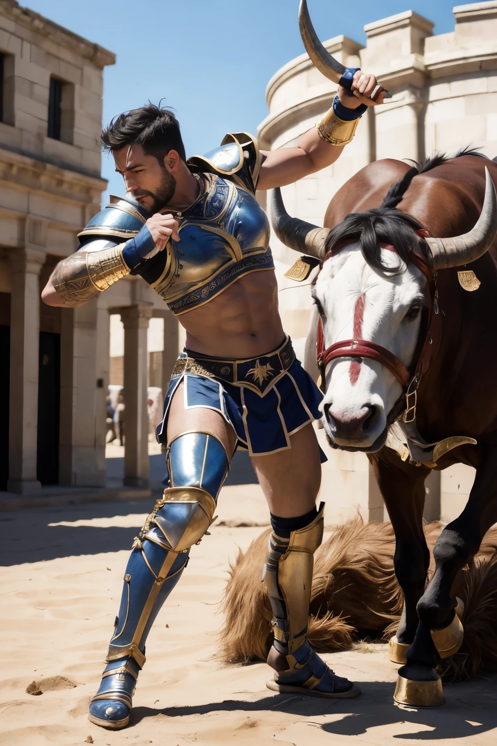 a gladiator fighting a financial bull, day trade