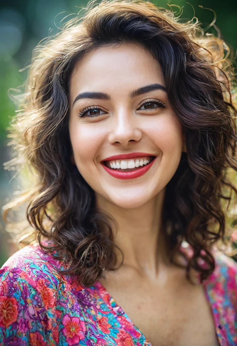 An image of extremely beautiful cheerful lady:: 16-bit::3 dslr::3 cymk::3 --aspect 9:16 --quality 1 --stylize 200 --chaos 10 --weird 100.