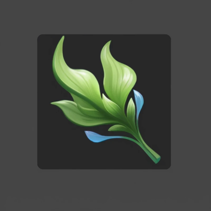 A green and blue flower on a black background, Epic Bay,waves crashing,plant, stylized vegetation, Weed cutie mark, Game assets of plant and tree, Algae plume, ( ( Fantasy Plant ) ), Different tone lily ears, Plant Elf, Alien Plant, Game assets, Grassy, Game Icon Assets, Exotic foliage plant, League of Legends Inventory Items