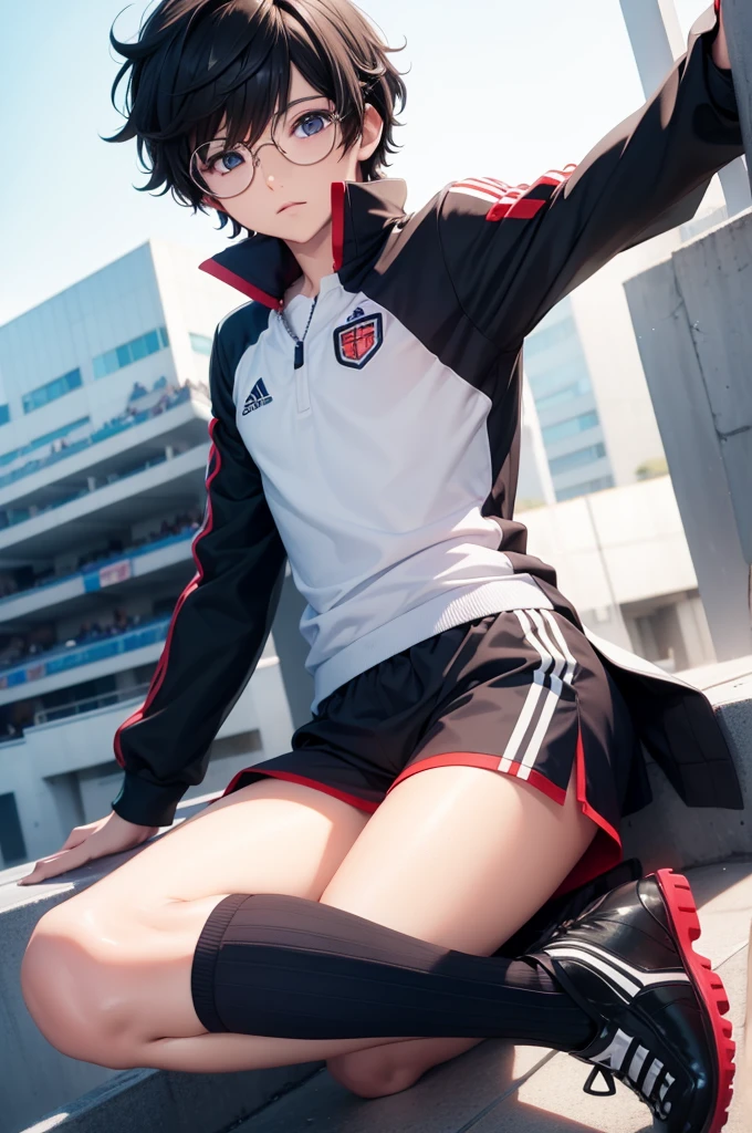 Ren Amamiya Persona,anime boy,soccer uniform, glasses