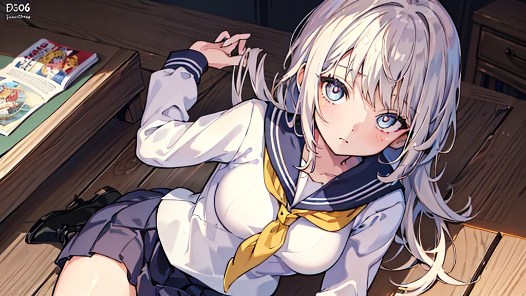 (Highest quality,Tabletop:1.2),(Anime Style,Comic Core:1.1),One Girl,Cute Style,Adorable,Highly detailed eyes,Highly detailed face,Very fine hair,About Hipdar,8k,solve,high school girl,Sailor suit,