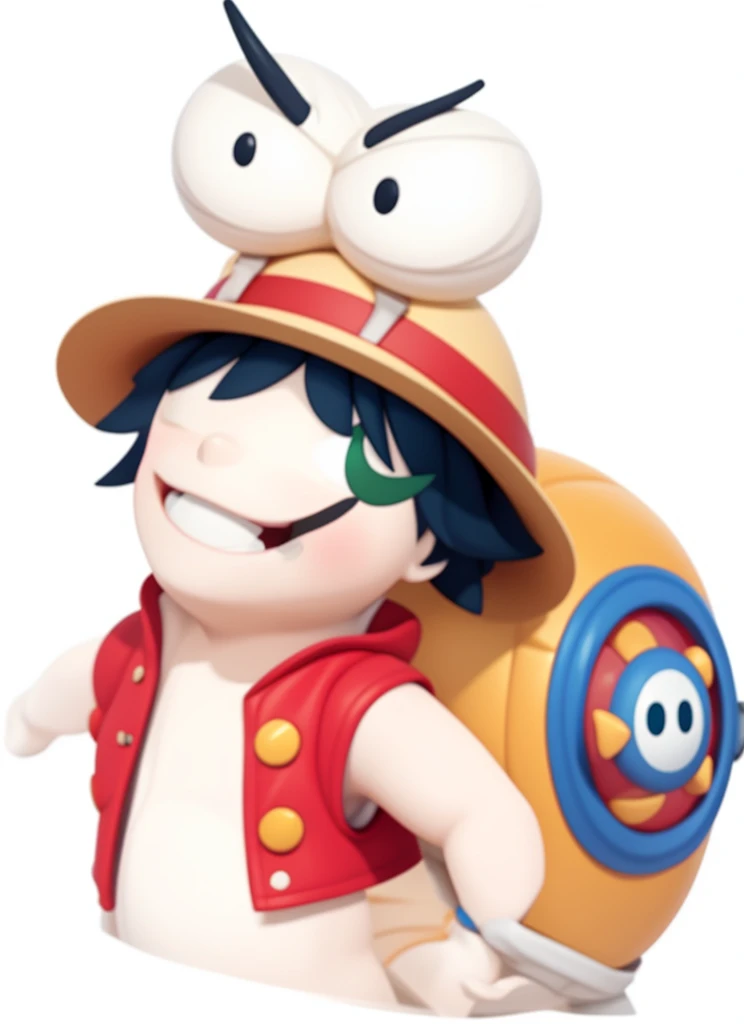 sticker,一只带着straw hat的snails开着小汽车,snails,One Piece Luffy,straw hat,Detailed background,Grinning,Two eyes on the top of the head,,Biting a branch,lol,露齿lol,With a branch in his mouth,Red vest,红色和的straw hat,red flag,Isometric,xxxxxxxx cartoon 3d model,Low Poly,3d艺术,C4D,octane
rendering, 3D Rendering, Ray traction, Clay Materials, Pixar Trends, Animated Lighting, Depth of Field, Super Detail, Pastel colors, mockup, Clean background, Delicate gloss, Soft focus, oc, Blender, intellectual property, best quality, 8k--s 250--v 5.1
(Lovely)A snail in a straw hat, Luffy carries a snail shell on his back, no eyes., There are two snail antennae on the head instead of eyes, Q version, Lovely, One Piece, Lufei, Lufei, the king of sea thieves., Straw hat, Snail, Red Tide, On the ship., Set sail, Red vest, Snail, popmart, cartoon, 2d rendering, 2d cartoon, profile, cute, cartoon, toys, bright tones, cartoon ip, volumetric lighting, advanced colour system, octane rendering, soft focus and ethereal lighting style, 3D Pixar: 2. 5 style, extremely detailed cg unity 8k, dramatic, lora, style of 3d disney animation, style of 3D Pixar animation, Full body view, high exposure, Lights on the face, Bright tones, Half of the chibi, style of pixar animation, Christopher studio light, professional illustration, in style of romantic soft focus and ethereal light, Cartoons, pixar: 2.5 style, extremely detailed cg unity 8k wallpaper, extremely detailed cg unity 8k, dramatic, 2d, 3d, best quality --s 750