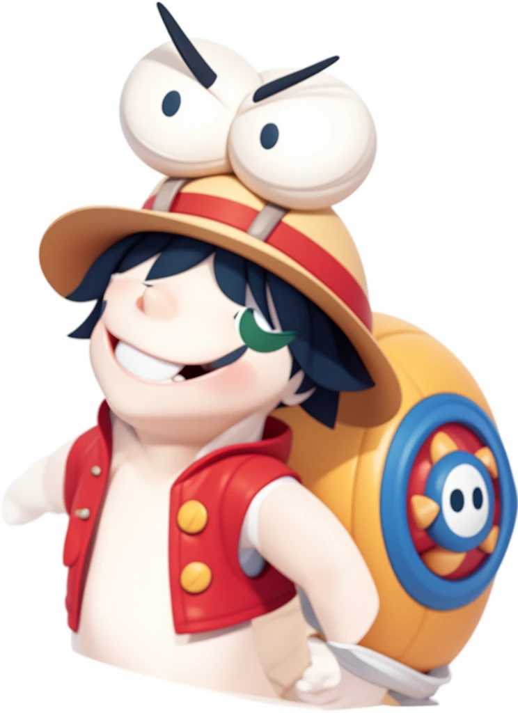 sticker,一只带着straw hat的snails开着小汽车,snails,One Piece Luffy,straw hat,Detailed background,Grinning,Two eyes on the top of the head,,Biting a branch,lol,露齿lol,With a branch in his mouth,Red vest,红色和的straw hat,red flag,Isometric,xxxxxxxx cartoon 3d model,Low Poly,3d艺术,C4D,octane
rendering, 3D Rendering, Ray traction, Clay Materials, Pixar Trends, Animated Lighting, Depth of Field, Super Detail, Pastel colors, mockup, Clean background, Delicate gloss, Soft focus, oc, Blender, intellectual property, best quality, 8k--s 250--v 5.1
(Lovely)A snail in a straw hat, Luffy carries a snail shell on his back, no eyes., There are two snail antennae on the head instead of eyes, Q version, Lovely, One Piece, Lufei, Lufei, the king of sea thieves., Straw hat, Snail, Red Tide, On the ship., Set sail, Red vest, Snail, popmart, cartoon, 2d rendering, 2d cartoon, profile, cute, cartoon, toys, bright tones, cartoon ip, volumetric lighting, advanced colour system, octane rendering, soft focus and ethereal lighting style, 3D Pixar: 2. 5 style, extremely detailed cg unity 8k, dramatic, lora, style of 3d disney animation, style of 3D Pixar animation, Full body view, high exposure, Lights on the face, Bright tones, Half of the chibi, style of pixar animation, Christopher studio light, professional illustration, in style of romantic soft focus and ethereal light, Cartoons, pixar: 2.5 style, extremely detailed cg unity 8k wallpaper, extremely detailed cg unity 8k, dramatic, 2d, 3d, best quality --s 750