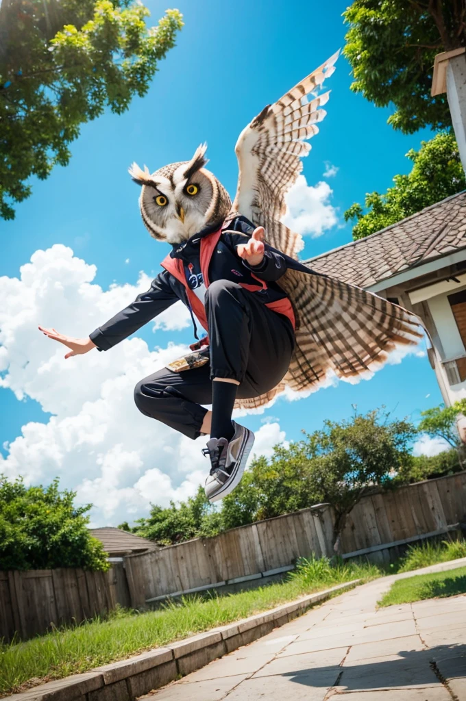 Owl bird jump Anime Style