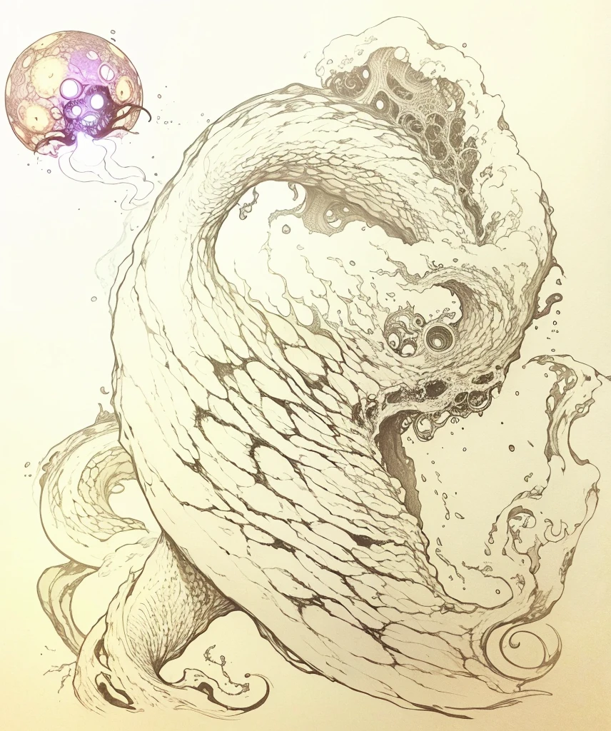 A black vortex monster emitting uncertain white light is walking。 Emitting black mist，Giant monster，Horrible God，Dark creatures，Cthulhu God，Lovecraftian gods。A huge cave in the background，Lovecraft atmosphere，Lovecraftian inspiration，lovecraftian background，Dark background，Weird atmosphere，Strange sounds，Doomsday atmosphere，Unpredictable atmosphere。Tentacles, Lovecraftian inspiration, Lovecraftian cosmic horror, Lovecraftian hellscape, Fantasy cosmic horror, Lovecraftian atmosphere。
