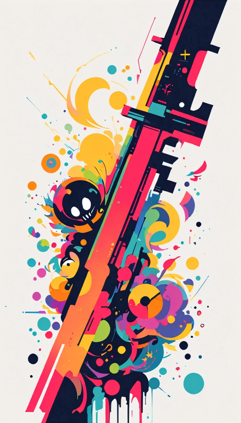 Grim Sniper，Holding a huge sniper rifle，Gothic style, Minimalism, Linear style, Huge negative space,, Abstract
