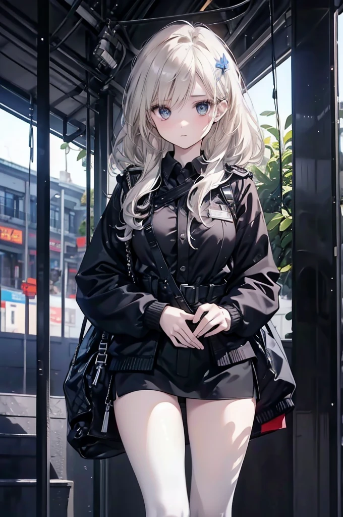 1 Girl:1.3), Solitary, __body parts__ Delicate and realistic skin, Pale skin, Large target, Official Art, Unity 16K Wallpaper, Ultra Detailed, beauty, masterpiece, best quality, Awesome atmosphere, Calming color palette, A calm mood, Soft shadows, Airline stewardess, charm，Large Breasts，Black tights，Police Uniform，Black jeans