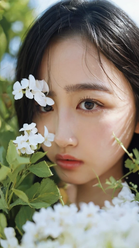 ((Extremely precise and accurate anatomy:1.0)), (photo realistic:1.4), (Hyper realistic:1.4), (Highest qualityの現実的な肌の質感:1.4), (Improvement of quality:1.4), (Enhances the beauty of skin texture:1.1), Clean and glowing skin,(((masterpiece、Attention to detail、Ultra-high resolution、Cute Japanese Woman)))、length, Straight black hair frames her face、Each strand of hair is clearly visible、The skin is white and smooth、Natural shine、Fine skin、毛穴のExpressing every detail、eyes dark brown、Iris Detail、Expressing color gradations and patterns、length, Natural Eyelashes, well-groomed eyebrows、personal々The hair is clearly visible、Light reflects off the eyes、Small highlights、The 鼻 is delicate、Fine detail on the nostrils、Lips are plump and naturally pink、Fine lines and soft curves of the lips、Glossy Lips、Enhances the shape of the lips、Detailed depiction of lip texture、((depiction of light and shadow))、Lip gloss subtly reflects light、Increases lip plumpness、The shadows in the hair add depth and dimension、Your hair sparkles in the light、The background is simple and blurry.、Focus on the face、(((Highest quality、Expressing every detail)))