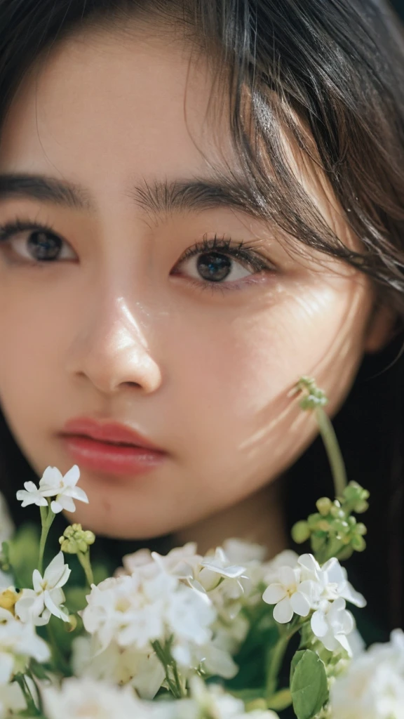 ((Extremely precise and accurate ???????:1.0)), (photo realistic:1.4), (Hyper realistic:1.4), (Highest qualityの現実的な肌の質感:1.4), (Improvement of quality:1.4), (Enhances the beauty of skin texture:1.1), Clean and glowing skin,(((masterpiece、Attention to detail、Ultra-high resolution、Cute Japanese Woman)))、length, Straight black hair frames her face、Each strand of hair is clearly visible、The skin is white and smooth、Natural shine、Fine skin、毛穴のExpressing every detail、eyes dark brown、Iris Detail、Expressing color gradations and patterns、length, Natural Eyelashes, well-groomed eyebrows、personal々The hair is clearly visible、Light reflects off the eyes、Small highlights、The 鼻 is delicate、Fine detail on the nostrils、Lips are plump and naturally pink、Fine lines and soft curves of the lips、Glossy Lips、Enhances the shape of the lips、Detailed depiction of lip texture、((depiction of light and shadow))、Lip gloss subtly reflects light、Increases lip plumpness、The shadows in the hair add depth and dimension、Your hair sparkles in the light、The background is simple and blurry.、Focus on the face、(((Highest quality、Expressing every detail)))