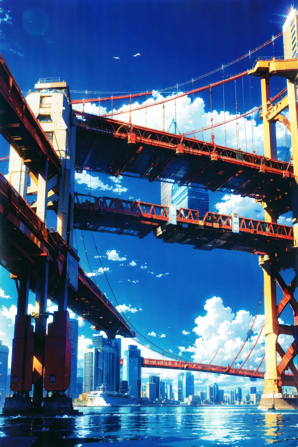 megastructure, bright blue sky