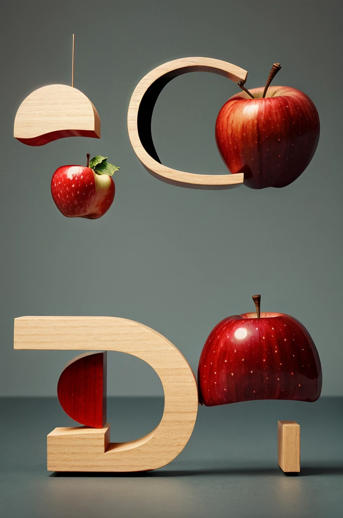 A beautiful alphabet  A with red apple
