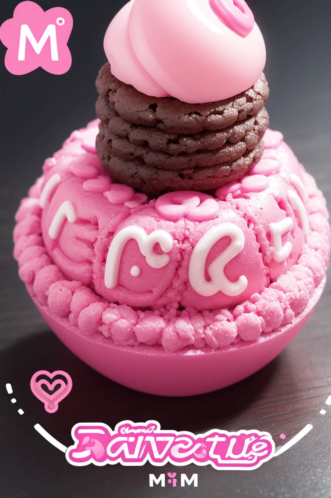 pink candy store logo, with several brigadeiro symbols and the letter M alone highlighted