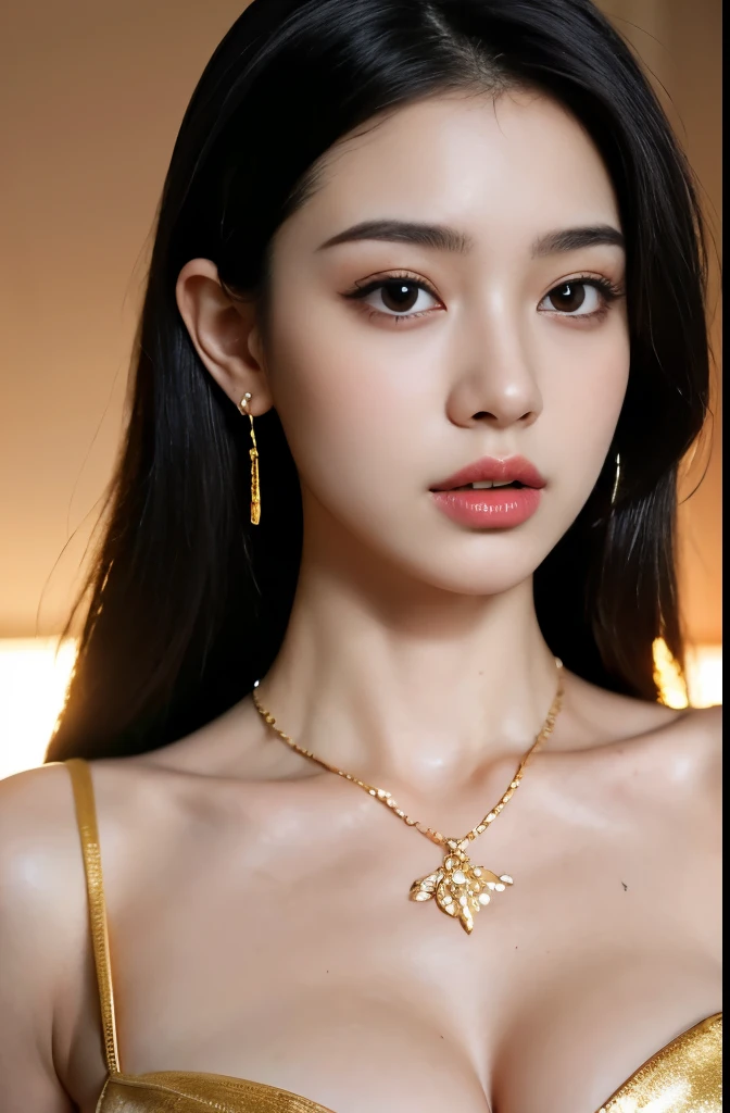 (masterpiece:1.3), (8 thousand, realistic, RAW photos, best quality: 1.4), (1 woman),(very y), (Beautiful makeover), (유난히 아름다운 realistic 얼굴), (Build a beautiful body) , (long eyelashes),  (double eyelid), (black hair. parted, long hair:1.3), (아름다운 parted스타일), (Realistic and truly beautiful and delicate eyes), (beautiful and big(realistic and beautiful skin), (absurd), (attractive), (ultra high resolution), (extremely realistic), (very detailed), (golden ratio),   (necklace),  (earring), (So beautiful and sexy)