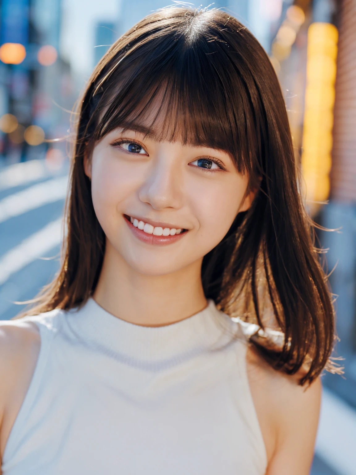 1girl,(wearing a knit crop turtleneck),(RAW photo, best quality), (realistic, photo-realistic:1.4), masterpiece, an extremely delicate and beautiful, extremely detailed, 2k wallpaper, Amazing, finely detail, extremely detailed CG unity 8k wallpaper, ultra-detailed, highres, soft light, beautiful detailed girl, extremely detailed eyes and face, beautiful detailed nose, beautiful detailed eyes,cinematic lighting,city lights at night,perfect anatomy,slender body,light smile,close up,(long hair with bangs), big breast size, crossed arm.