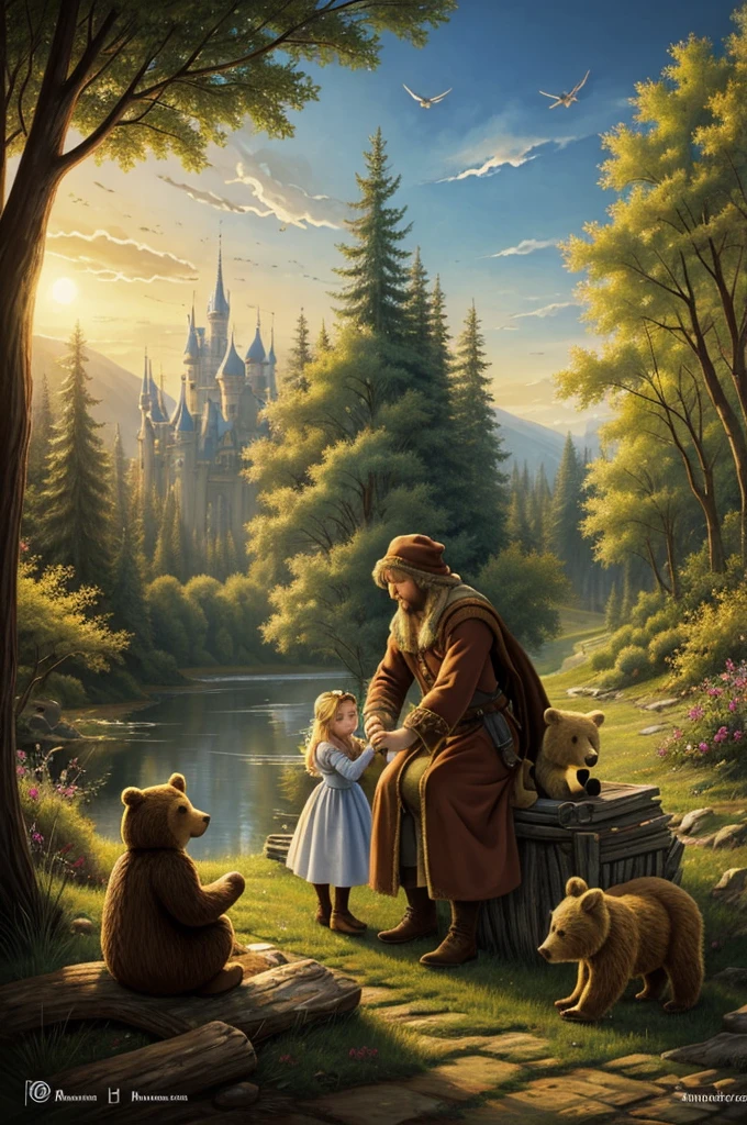 Illustration for the fairy tale Masha and the Bear