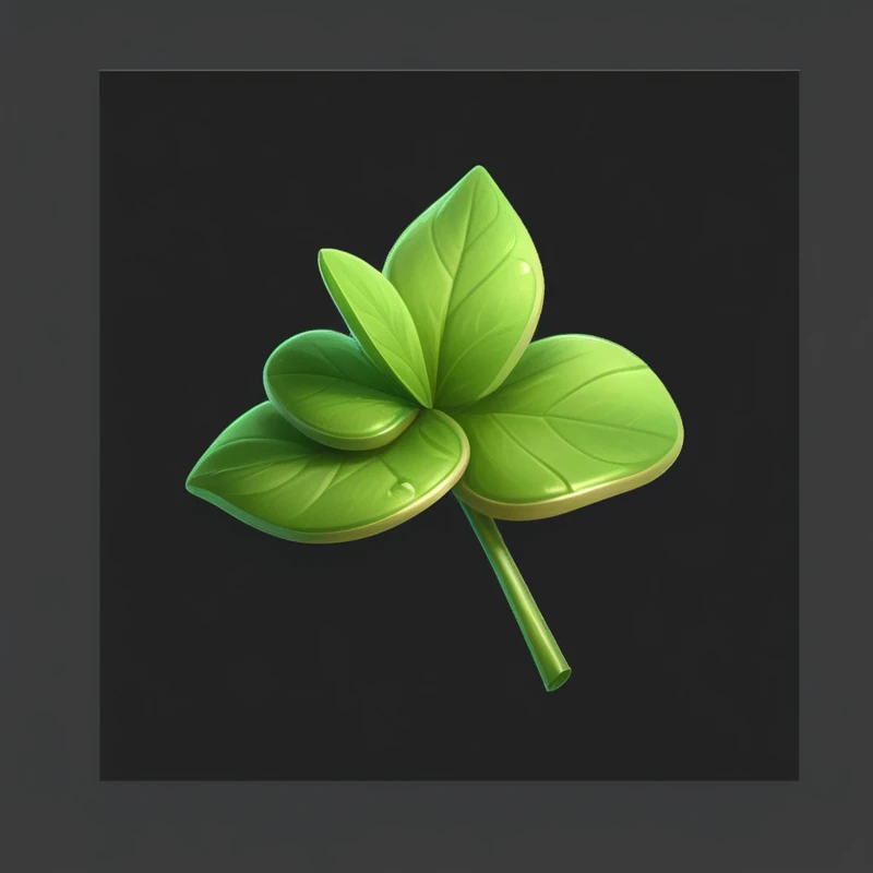 Close up of a leaf on a black background, Weed cutie mark, Stylization的植被, Green Plants, Game assets of plant and tree, Stylization艺术, basil, Mint leaves, Game Icon Assets, Stylization, Stylization的阴影, Modular Project, Shamrock, herb, Game assets, Mint pattern, four leaf Shamrock, Stylization pbr, Green Skin