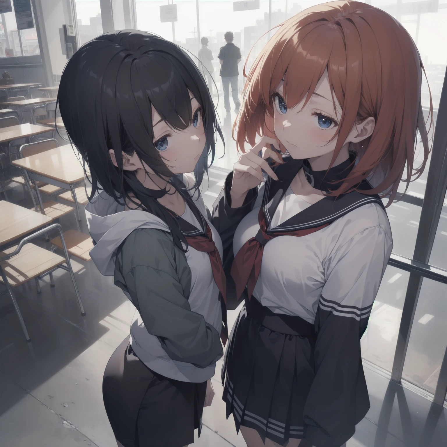 ultra-absurdres-Top quality by artist God, ultra-detailed, high resolution, anime moe artstyle, best anime 8k konachan wallpaper, pixiv contest winner, pool:2810, perfect ???????,break, 1girl, (Please draw a girl walking sleepily to school alone. )break,(Solo,little female, 13-year-old:1.3),Full limbs, complete fingers,a junior high school student, (very short hair), short cut, flat chest, , small butt, small black eyes, beautiful detailed eyes, well-proportioned iris and pupils, expressive eyes, highres detailed hair, soft expression, salor school_uniform, sailor collar, serahuku, bow, pleated skirt,(Detailed Lighting), (Detailed background), in the School commute route. break,super detailed skin, Best cinematic lighting powered by famous artist, 8k,beauty illustration,photoshop_(medium),very aesthetic,break,((artist:yuuhagi_(amaretto-no-natsu) )), artist:clamp ,artist:carnelian ,artist:kantoku ,