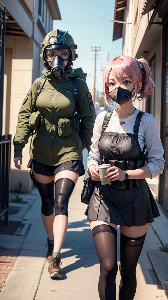 Anime girls in gas masks doing adult things