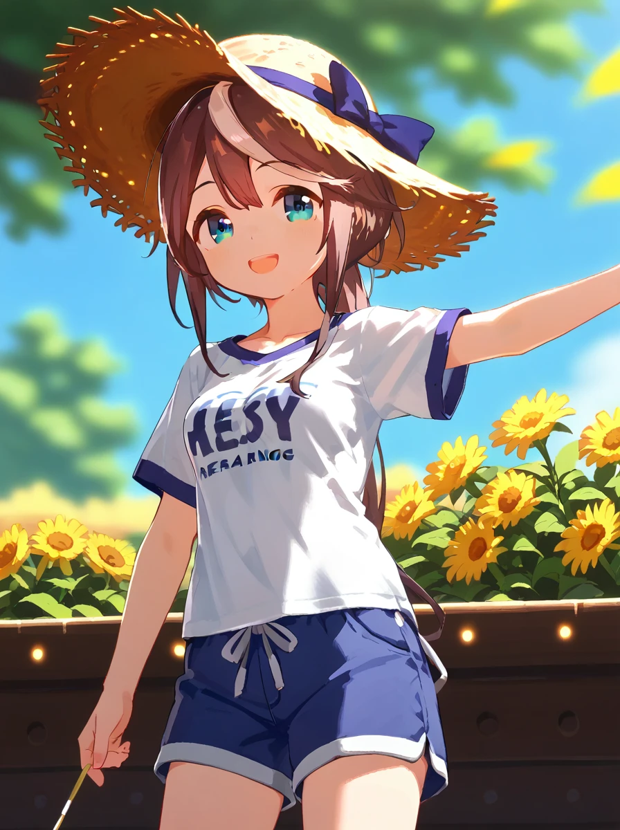 ((best quality, high resolution)), (delicate illustration), (pastelcolor style illustration:0.9), (watercolor style illustration:0.4), ((beautiful:1.3)), 4k,

1 cute woman, medium breasts, tareme, cute, (happy), (harvest vegetables), (((morning))), T-shirt, shorts, straw hat, Long Hair with Feathered Ends, Chestnut hair, , (cowboy shot), 