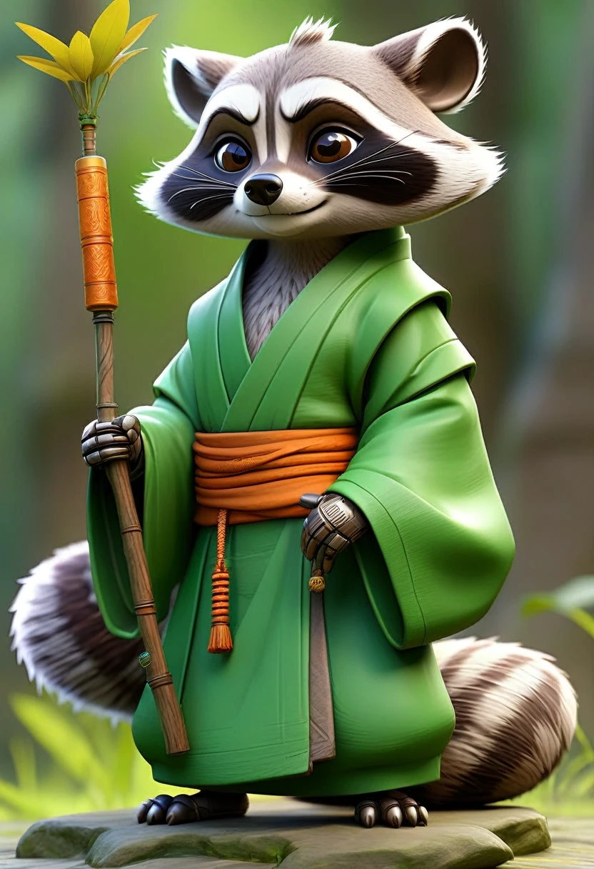 masterpiece, best quality, an robot anthropomorphic raccoon wearing a Buddhist monk robes, complete green background, drawn by pencil, digital art, art by Hiromu Arakawa, Osamu Tezuka, 8 k, beautiful drawing, highly detailed, concept art, sharp focus, ultra realistic illustration, anime++