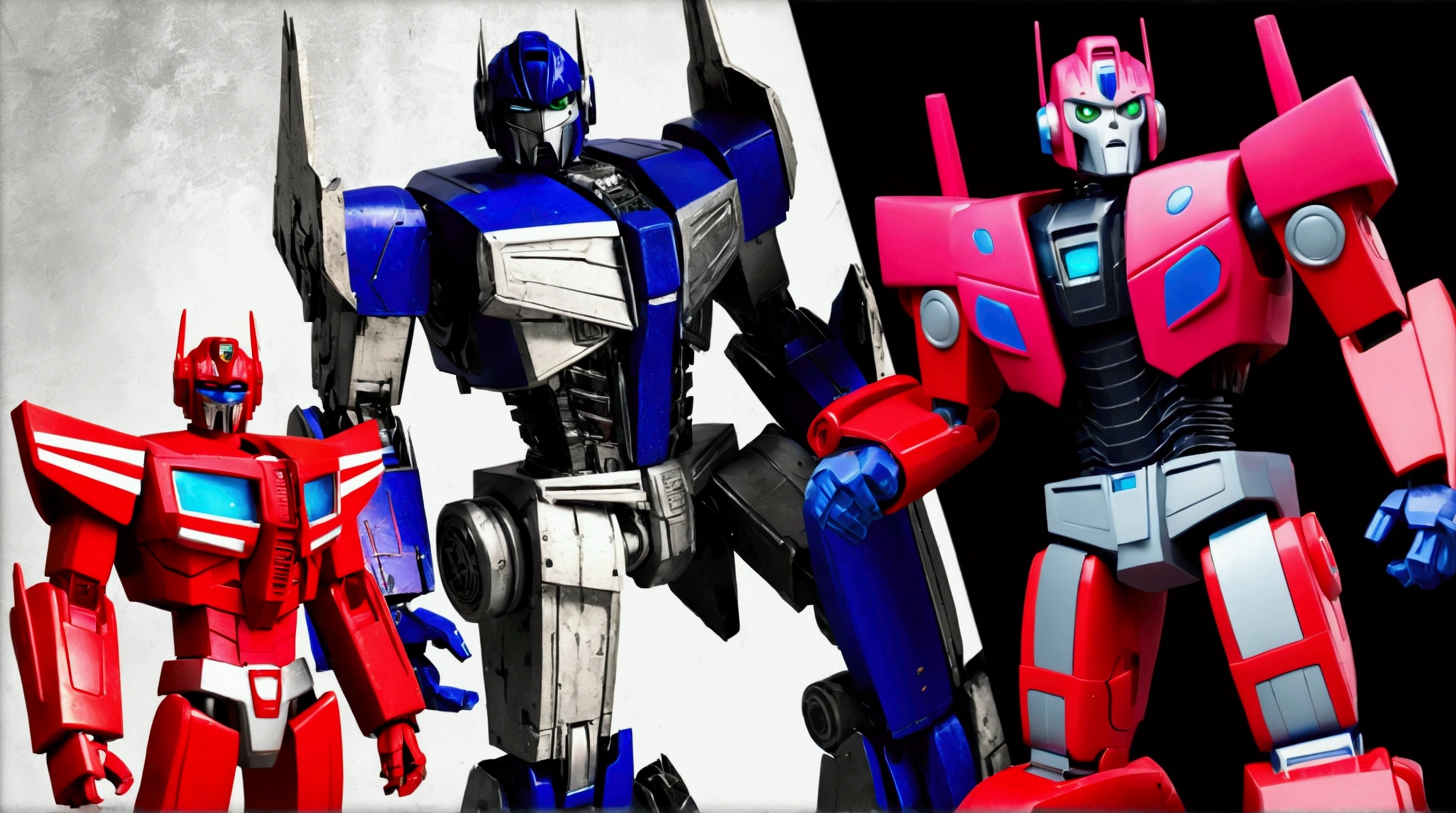 A highly detailed and dynamic illustration of Optimus Prime, the iconic Autobot leader from the Transformers universe, standing alongside the enigmatic Mommy Long Legs, a terrifying cryptid known for its abnormally long limbs, (best quality,8k,photorealistic,extremely detailed:1.4),hyper realistic,cinematic lighting,epic composition,dramatic pose,intense colors,mechanical details,organic textures,chiaroscuro lighting,depth of field,award winning digital art