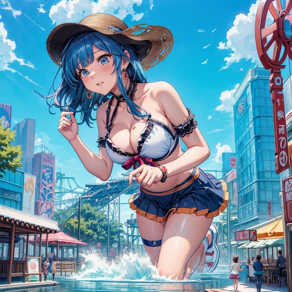 (masterpiece),((best quality)),detailing,pouring rain、1woman solo,25 year old beauty、(extremely beautiful detailed anime face and eyes),dark blue hair,short  hair,blue eyes,crying,open mouth,drooling,steam,small head,ideal ratio body proportions,medium breasts,(gleaming skin,oily skin,shiny skin),(Perfect Anatomy),sitting on the road,lying,spread legs:1.2,arms behind back,((bukkakecum on body,excessive cum)),(blue micro bikini、camel toe)、leather collar、Chained collar),leather loafer shoes、outdoors、bustling street、large crowd of people、Tokyo、