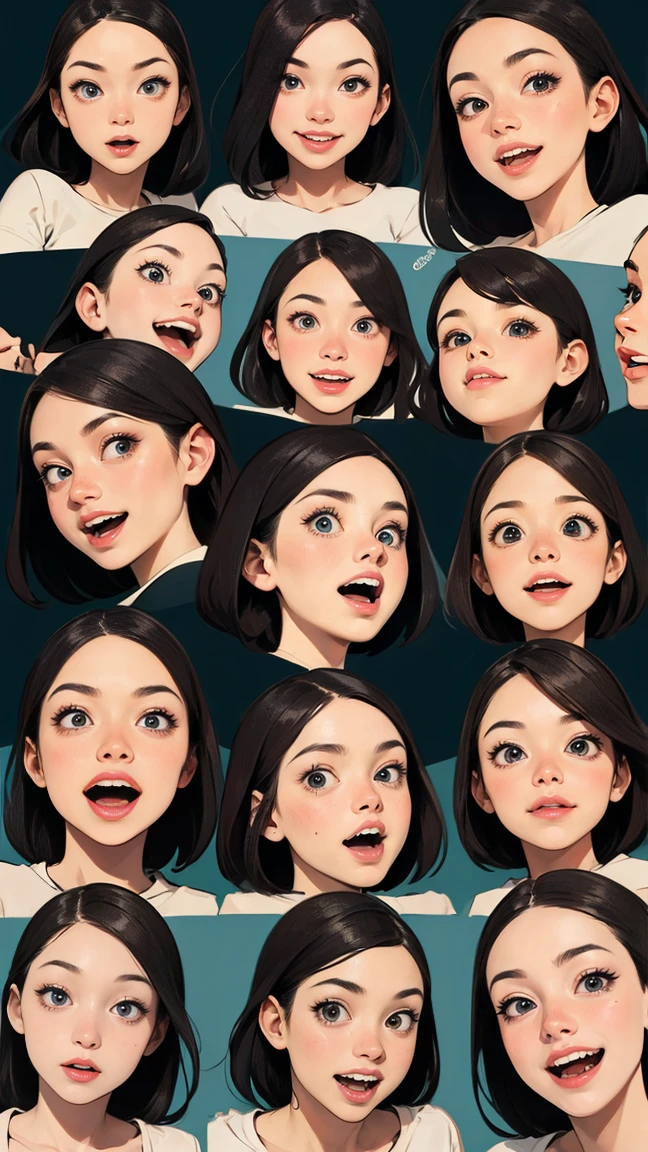 a drawing of a cartoon mouth with different expressions, mouths, round teeth and goofy face, many mouths, disney cartoon face, mouth is simple and pleasant, expressions, pointed teeth and several eyes, cute teeth, expressive facial features, face doodles, detailed mouth, lips, cartoon face, face variations, detailed expressive faces, mouth, facial features ), facial features), happy expressions