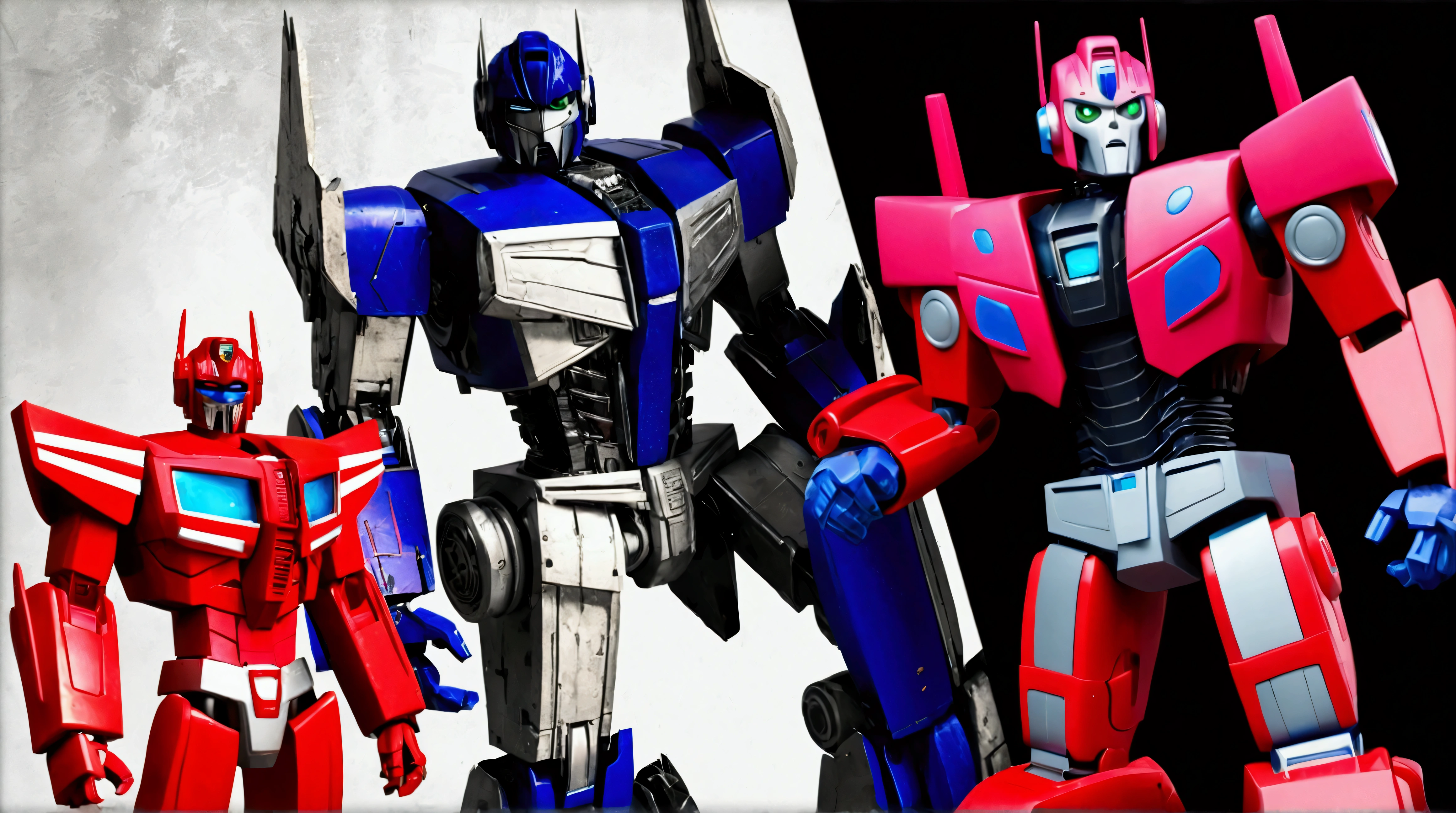 A highly detailed and dynamic illustration of Optimus Prime, the iconic Autobot leader from the Transformers universe, standing alongside the enigmatic Mommy Long Legs, a terrifying cryptid known for its abnormally long limbs, (best quality,8k,photorealistic,extremely detailed:1.4),hyper realistic,cinematic lighting,epic composition,dramatic pose,intense colors,mechanical details,organic textures,chiaroscuro lighting,depth of field,award winning digital art