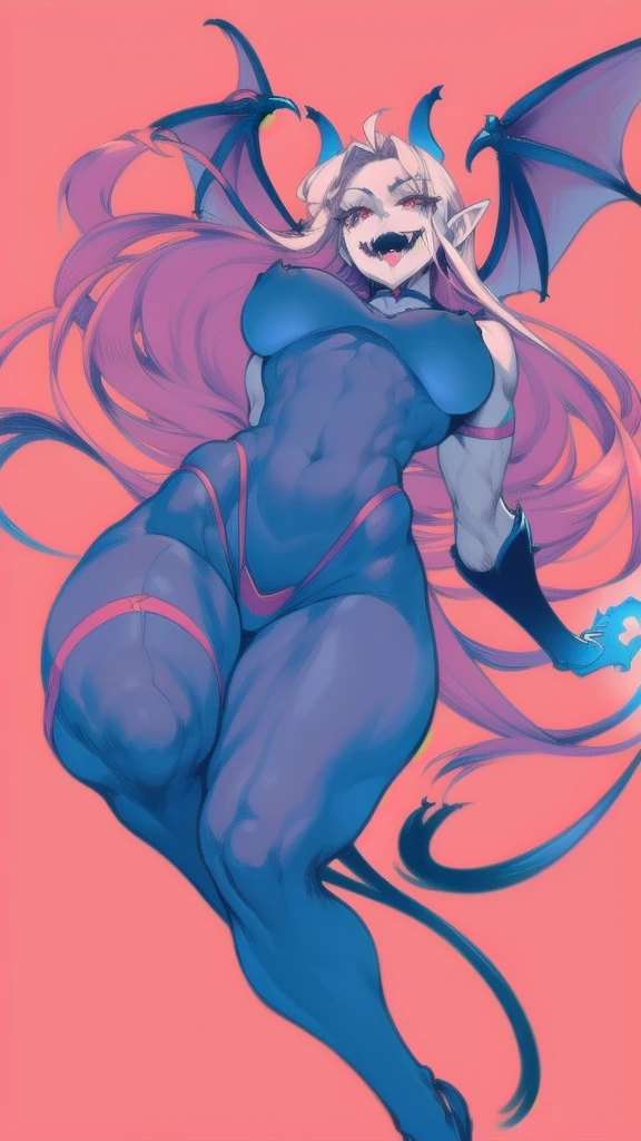 Full body image of a bat woman, full body in image, wearing sleek, dark fantasy-inspired outfit, long hair with bat-like features (wings, pointed ears, fangs), female body, slender and agile body, dynamic pose, detailed pose, simple background, expressive face showing mystery, focus on face, line art, sketch