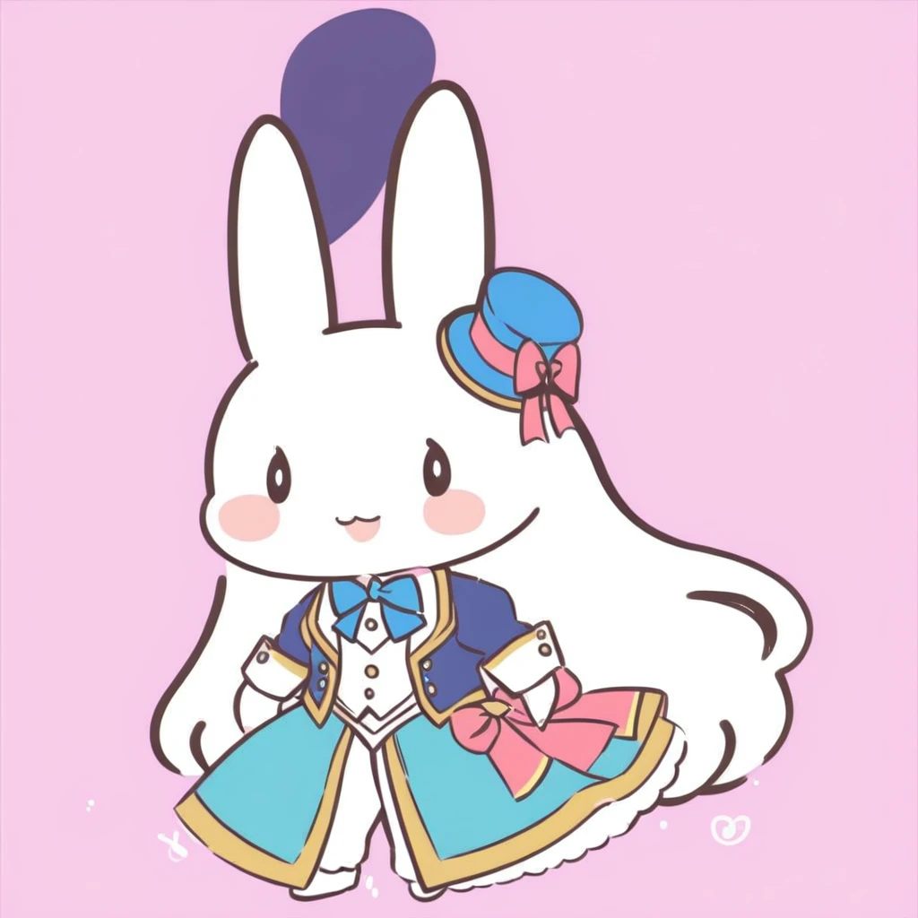 cute bunny with ribbon top hat and prince style outfit