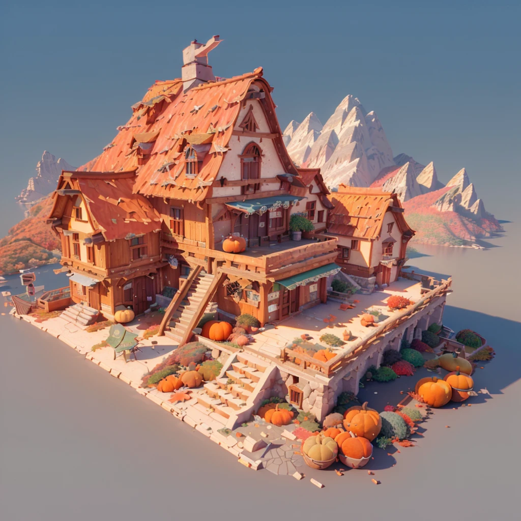 (Isometric Art:1.5),The art of math,(Mountains、Fall:1.6),Around the mountain road,Ancient bridge,pavilion,river,Hut,Small boat,(high quality,Masterpiece,Octane Rendering,Ray Tracing,Extremely detailed,3d,8k:1.5),toon