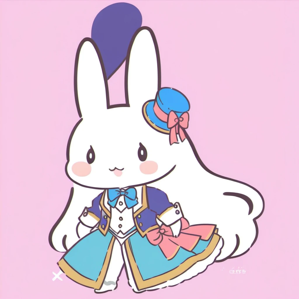 cute bunny with ribbon top hat and prince style outfit