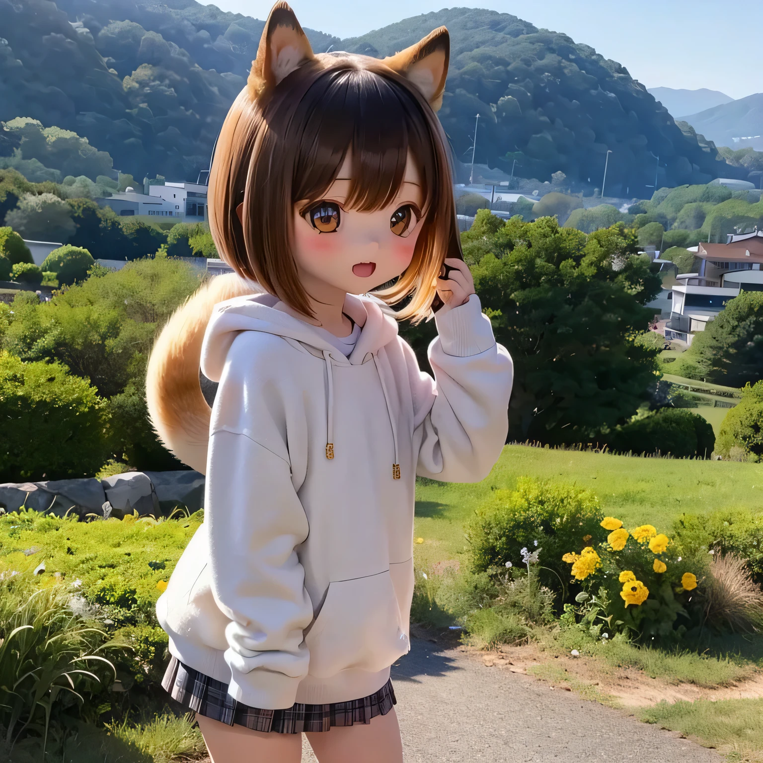 Shiba Inu girl rural scenery