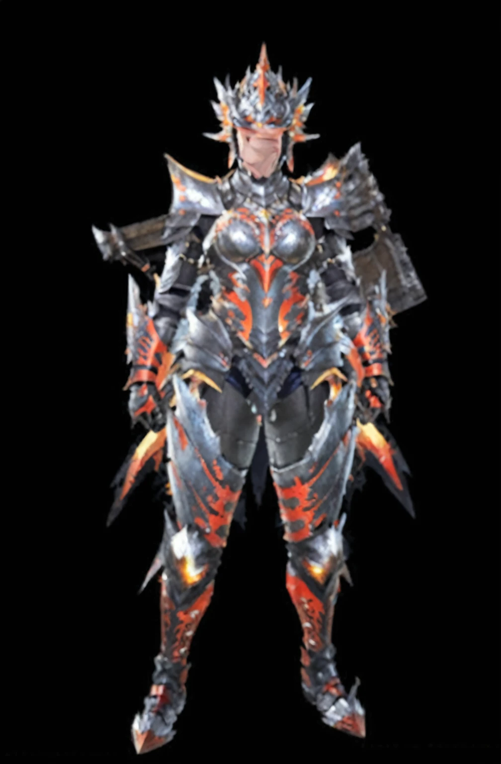 A closeup of a person in armor with a sword, with monster hunter armor, black fire colored reflected armor, fractal armor, silver ice-colored reflected armor, platinum warrior armor, Wearing monster hunter armor, full plate armor, demon armor, fantasy heavy armor, intricate fractal armor, Intricate Assassin Armor, dragon ancient full plate armor, Armadura valstrax